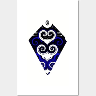 Diamond and curls dark blue Posters and Art